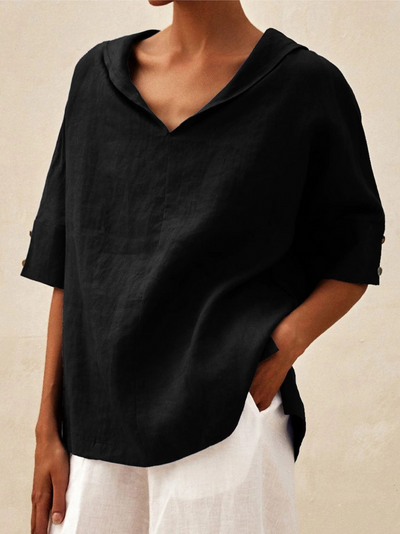 Women's Casual V-neck Linen Shirt
