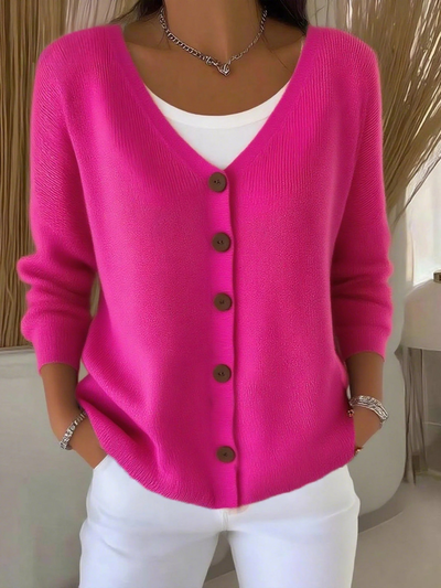 Women's Autumn Buttoned V-neck Cardigan Sweater